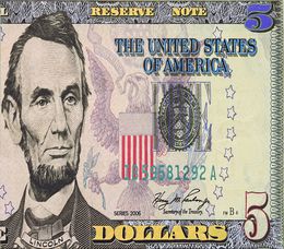 Pittura, Lincoln Five Dollar Bill, Steve Kaufman