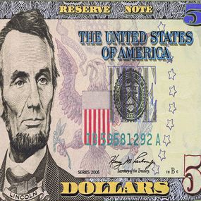 Peinture, Lincoln Five Dollar Bill, Steve Kaufman