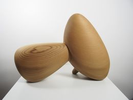 Escultura, Merging Forms No.2 - Abstract Wood Sculpture, Mike Sasaki
