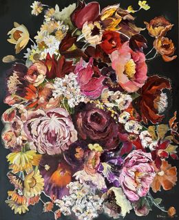 Gemälde, Surrounded by flowers, Oksana Petrova