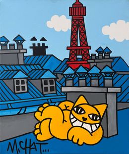Peinture, Classic Paris Siesta devant la tour Eiffel, M.Chat