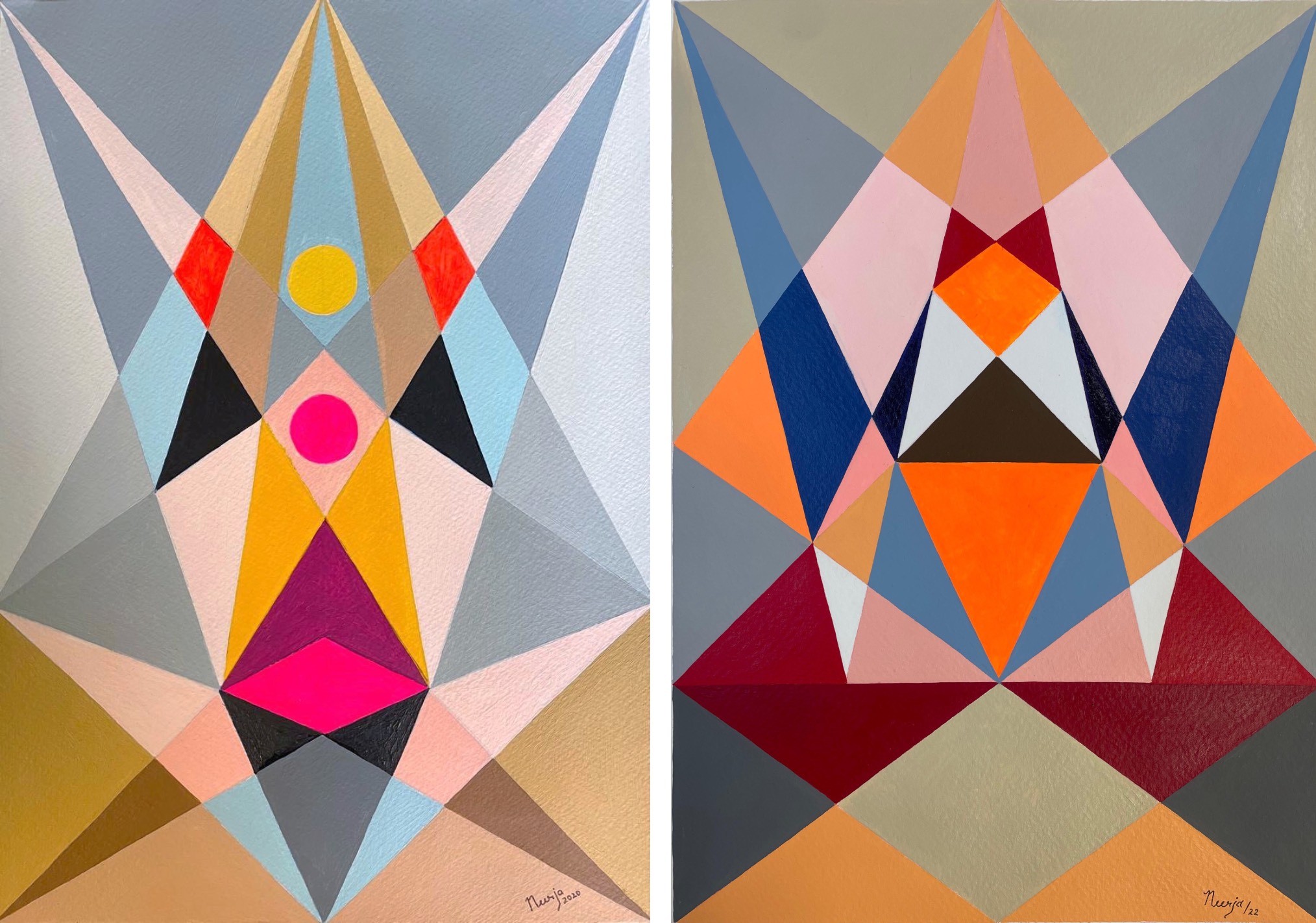 Neerja Chandna Peters, Joyful Connection and Brilliance, Diptych Neerja Chandna Peters, Joyful Connection and Brilliance, Diptych