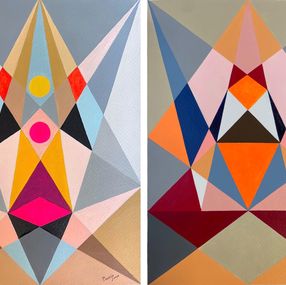 Painting, Joyful Connection and Brilliance, Diptych, Neerja Chandna Peters