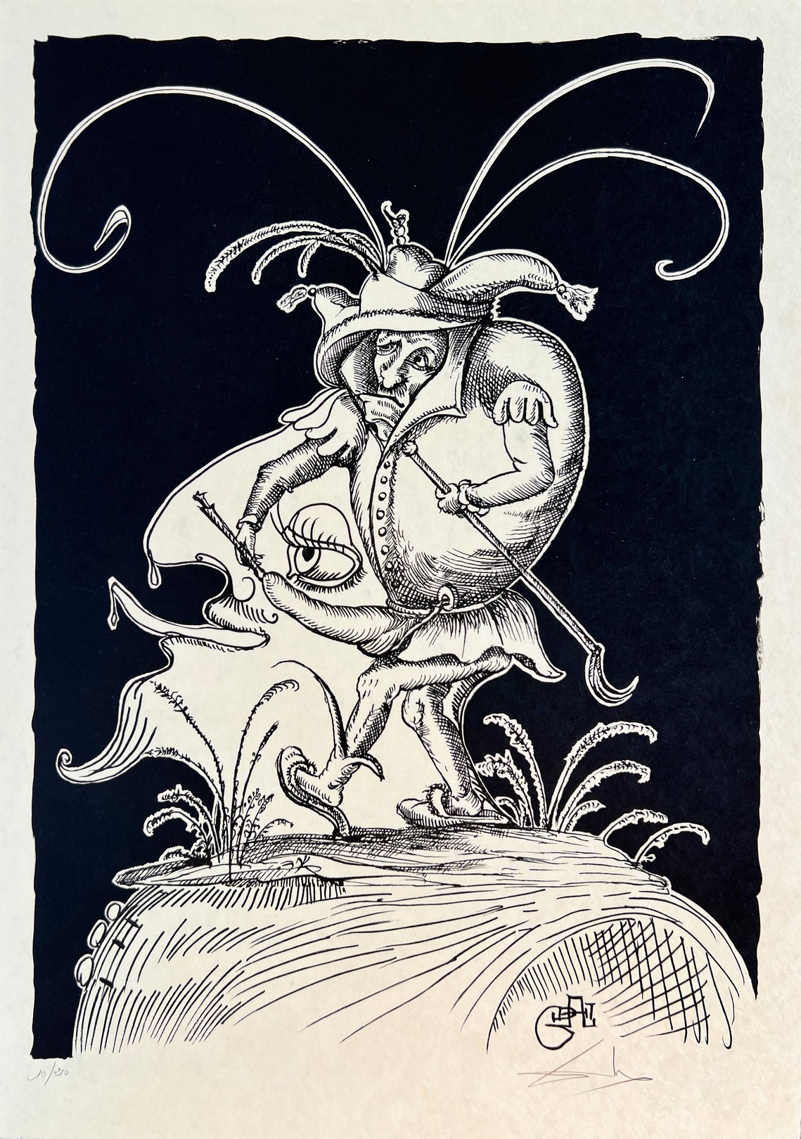 Salvador Dali, Les Songes Drôlatiques de Pantagruel, Planche XIX Salvador Dali, Les Songes Drôlatiques de Pantagruel, Planche XIX