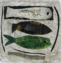 Gemälde, 3 poissons, Yves Bonhomme