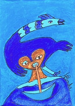Pittura, Yemaya - Fish head#2, Aconcha