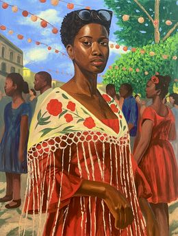 Painting, Mary's Day Out - 21st Century, Contemporary, Figurative Portrait, Africa, Modern, Samson Adetunji
