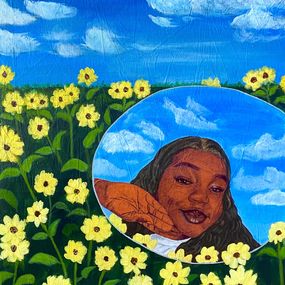 Pittura, My Reflection - 21st Century, Contemporary, Figurative, Floral, Women, Africa, Oyewumi Oyindamola
