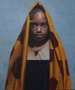 Pittura, Garment of Hope 3 - 21st Century, Contemporary, Figurative Portrait, Africa Girl, John Ali