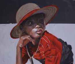 Pittura, Steadfast Gaze 2 - 21st Century, Contemporary, Figurative Portrait, Africa, Girl, John Ali