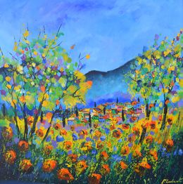 Painting, In the silence of blooming trees, Pol Ledent