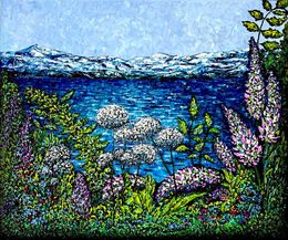 Pittura, By lake Hallwilersee / Impasto impressionism painting., Vik Schroeder