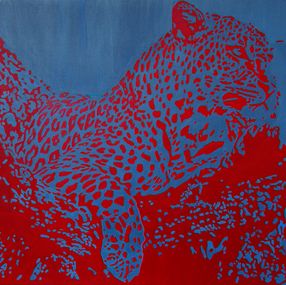 Pittura, Red leopard on blue, Svetlana Saratova