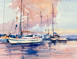 Pittura, Sunset at the Dock, Tetiana Shendryk