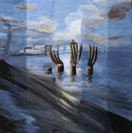 Pittura, Souvenir Nazairien 44 - Paysage portuaire, Josette Georgel