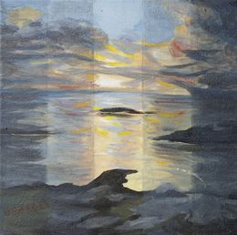 Pittura, Crépuscule Atlantique 44 - Paysage Marin, Josette Georgel