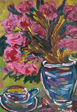 Pittura, Cup of coffee and bloom, Natalya Mougenot