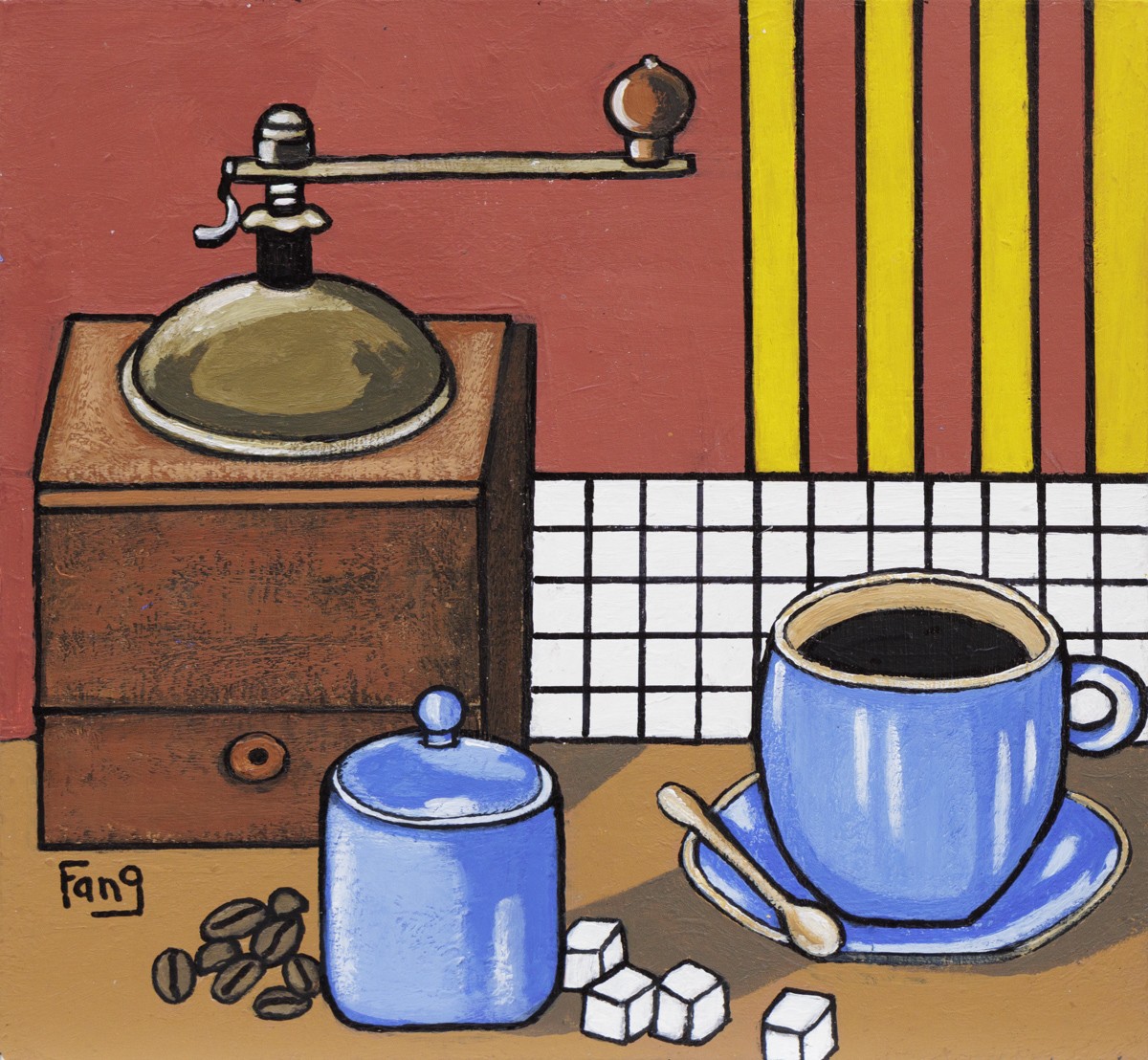Marie Fang, Le Vieux Moulin à Café - série Nature morte graphique Marie Fang, Le Vieux Moulin à Café - série Nature morte graphique