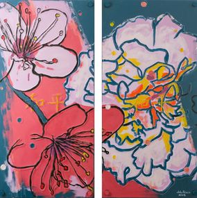 Peinture, Plum and peony flowers, John Black