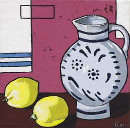 Pittura, Le Petit Broc et 2 citrons - série Nature morte graphique, Marie Fang