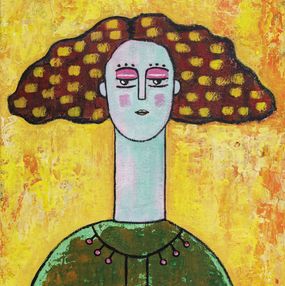 Peinture, Chevelure dorée - Portrait de femme stylisée, Marie Fang