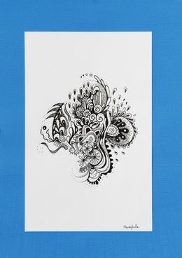 Disegno, Un poisson dans l'océan bleu graphique - Série Arabesques monochromes, Marybulle
