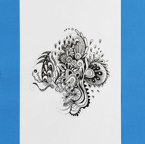 Disegno, Un poisson dans l'océan bleu graphique - Série Arabesques monochromes, Marybulle