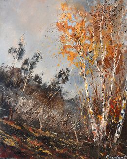 Painting, Aspentrees in autumn, Pol Ledent