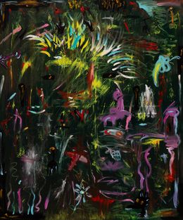 Painting, Lion, Lapin