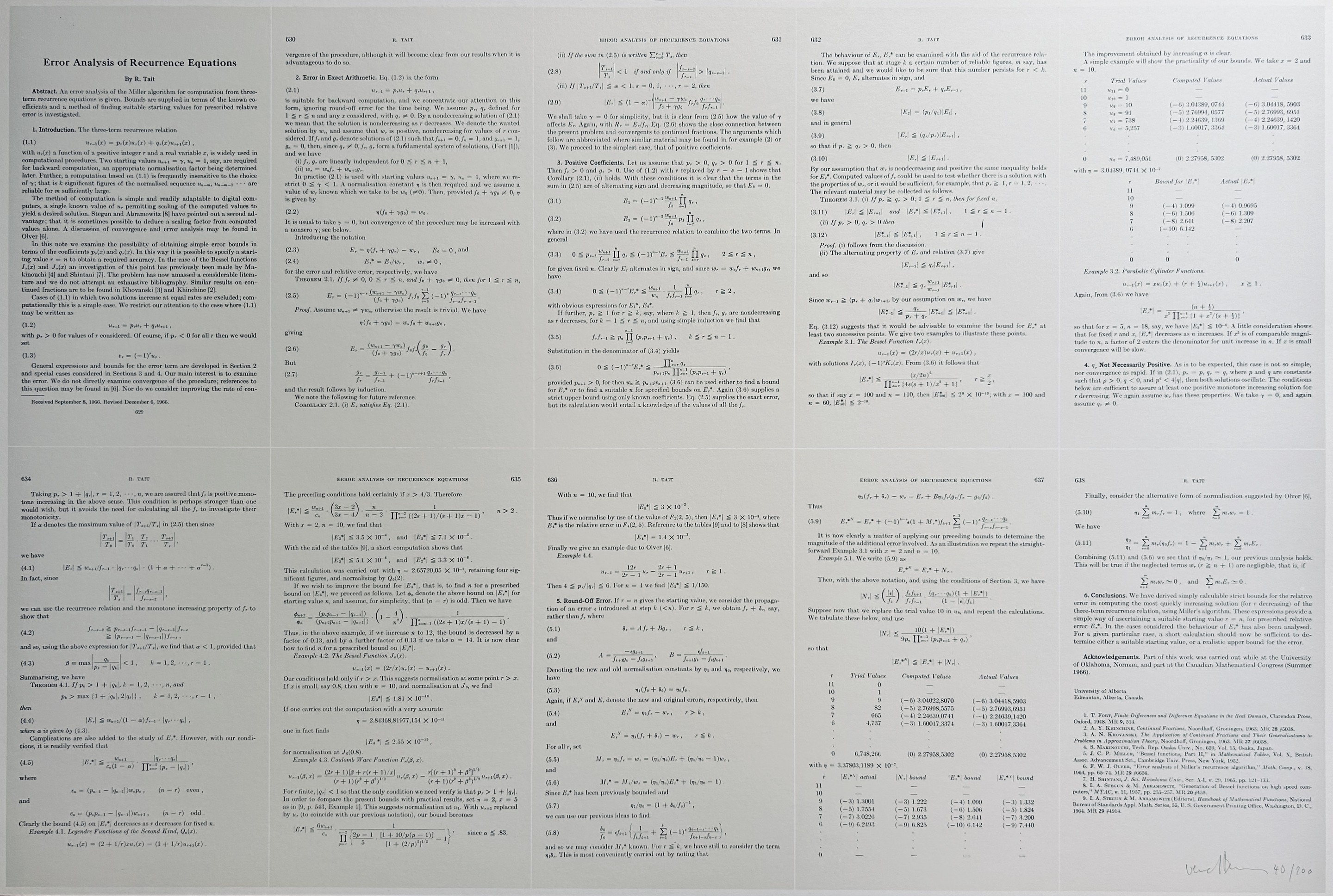 Bernar Venet, Error Analysis of Recurrence Equations Bernar Venet, Error Analysis of Recurrence Equations