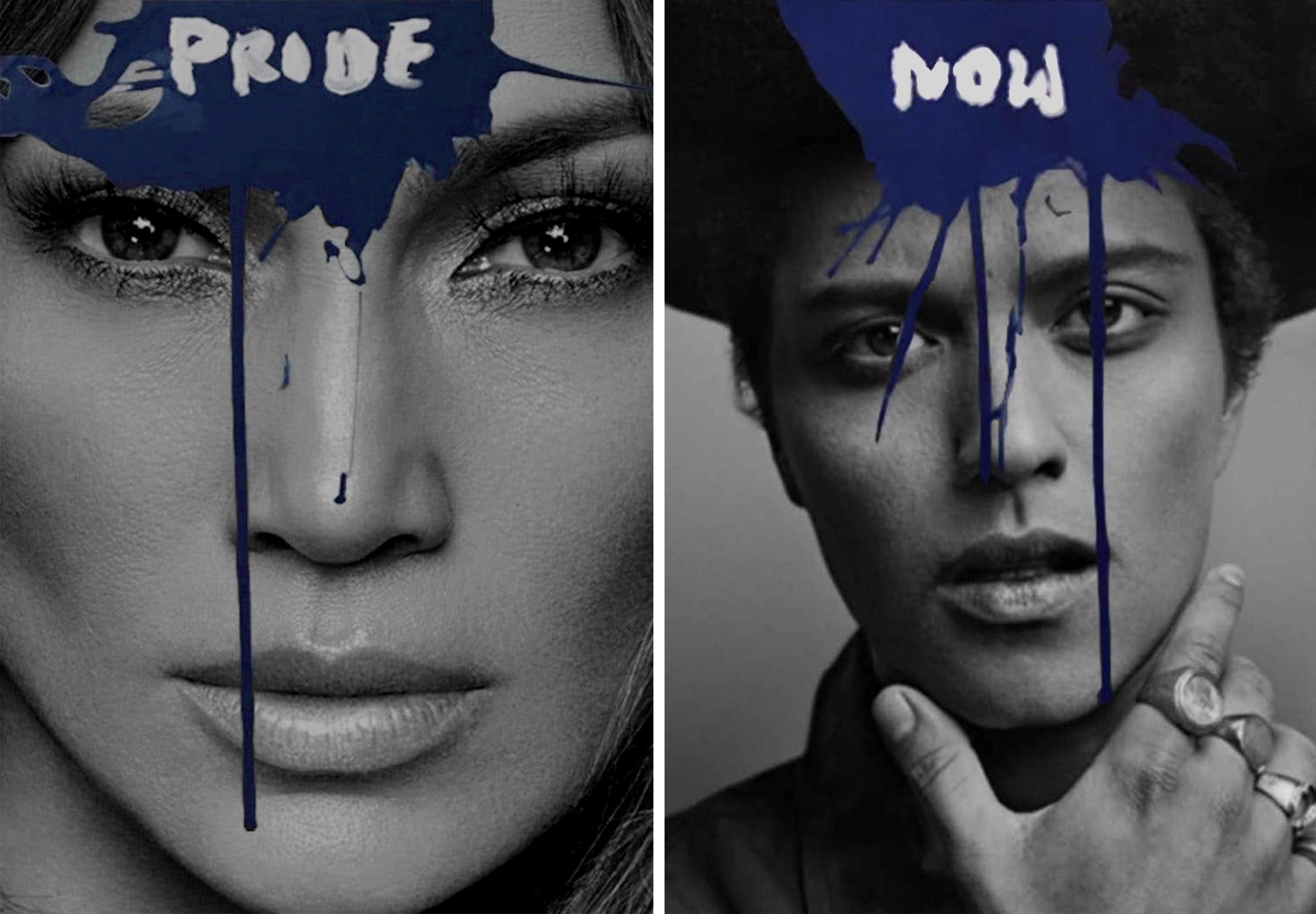 Hunter & Gatti, Pride - Jennifer Lopez and Now - Bruno Mars, Diptych. From the Blue series Hunter & Gatti, Pride - Jennifer Lopez and Now - Bruno Mars, Diptych. From the Blue series