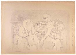 Fine Art Drawings, Bring all those novels with you, Dad! They're ledgers, silly!, Mino Maccari