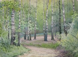 Painting, Road to the Birch Forest, Valery Savenets
