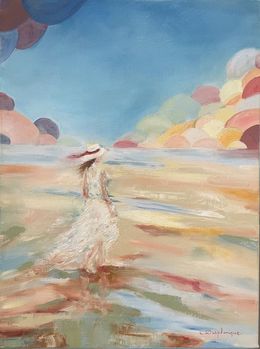 Pittura, Femme sur la plage, Christine Desplanque