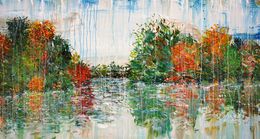 Painting, Trees By A Lake L 1, Peter Nottrott