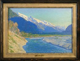 Pittura, A view of the Teberda river and Dombay, Simon Kozhin