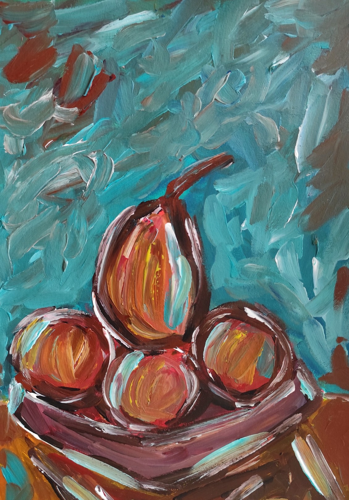 Natalya Mougenot, A bowl of apples and a pear Natalya Mougenot, A bowl of apples and a pear