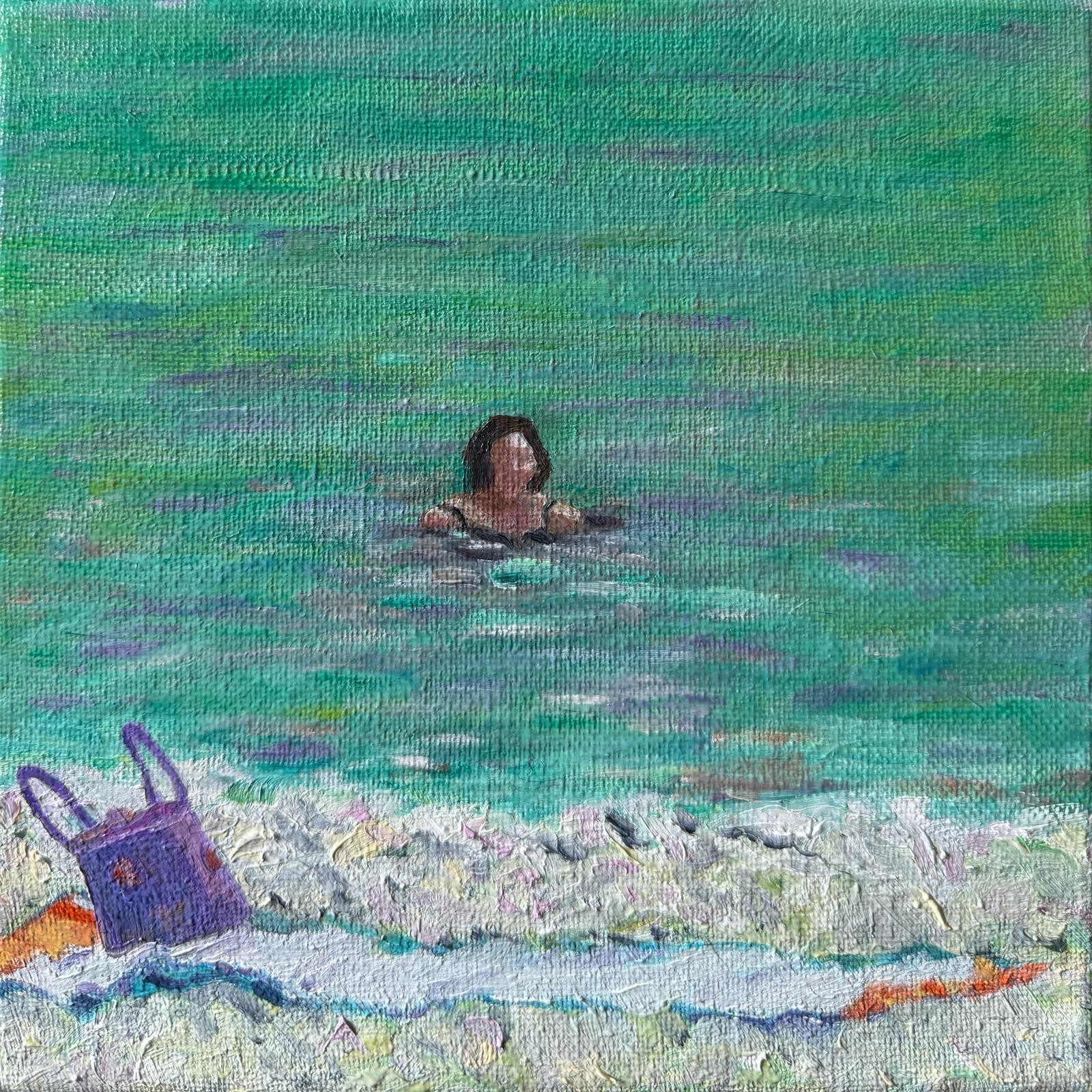 Bernadette Van Baarsen, Turquoise and Violet Provençal Beach Scene. The Shopping Bag. Bernadette Van Baarsen, Turquoise and Violet Provençal Beach Scene. The Shopping Bag.