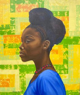 Pintura, Ìrètí( Hope) 1 - 21st Century, Contemporary, Figurative Portrait, Women, Africa, Adebayo Taiwo