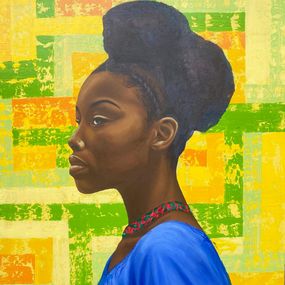 Peinture, Ìrètí( Hope) 1 - 21st Century, Contemporary, Figurative Portrait, Women, Africa, Adebayo Taiwo
