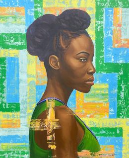 Pintura, Ìrètí (Hope) 2 - 21st Century, Contemporary, Figurative Portrait, Women, Africa, Adebayo Taiwo