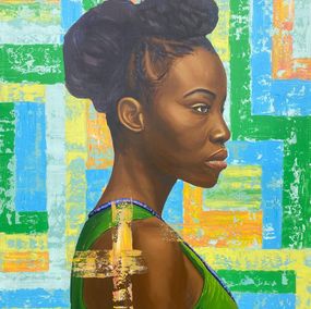Pittura, Ìrètí (Hope) 2 - 21st Century, Contemporary, Figurative Portrait, Women, Africa, Adebayo Taiwo