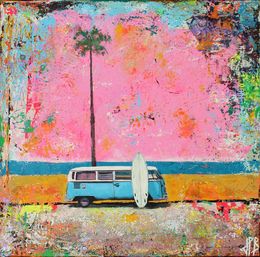 Pintura, The blue van with the pink sky, Jean-Philippe Berger