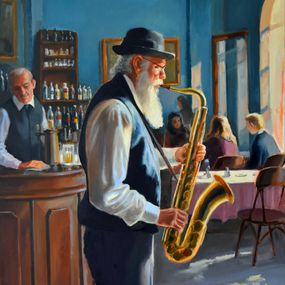 Peinture, The elderly Saxophonist, Serghei Ghetiu