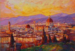 Peinture, Warm evening in Florence, Serhii Cherniakovskyi