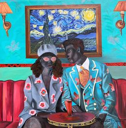 Pintura, My Safe Space - 21st Century, Contemporary, Figurative Portrait, Fashion, Couple, Oladire Araireoluwa