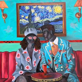 Pintura, My Safe Space - 21st Century, Contemporary, Figurative Portrait, Fashion, Couple, Oladire Araireoluwa