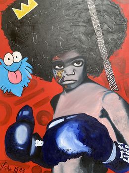 Pintura, Everything Affects Everything 1 - 21st Century, Contemporary, Figurative, Boxing, Oladire Araireoluwa