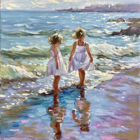 Painting, Day at the Beach, Maria Reznik