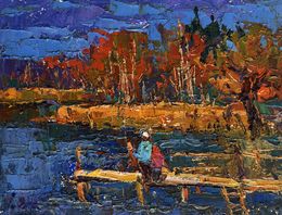 Pintura, Autumn Mood Near the River, Oksana Ivanyuk